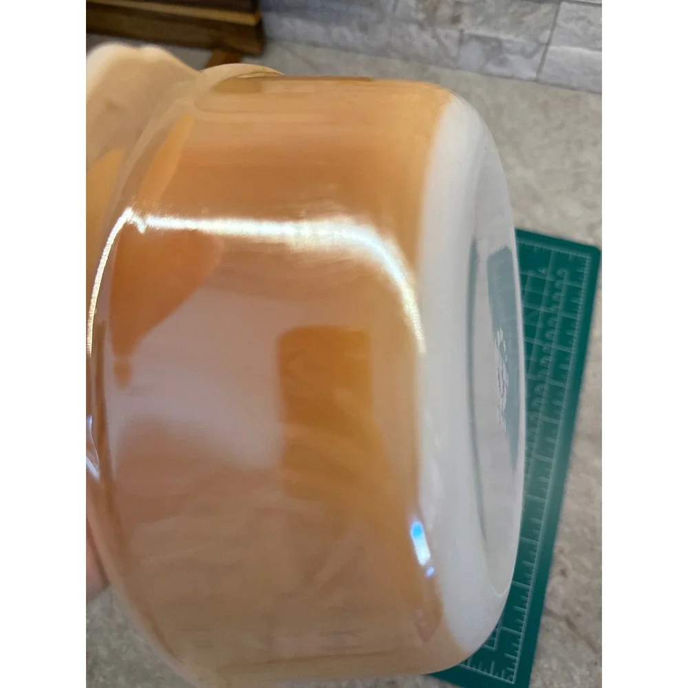 Fire-King Peach Lusterware Casserole Dish Round Milk Glass‎ Laurel 7.5 Inch Bowl